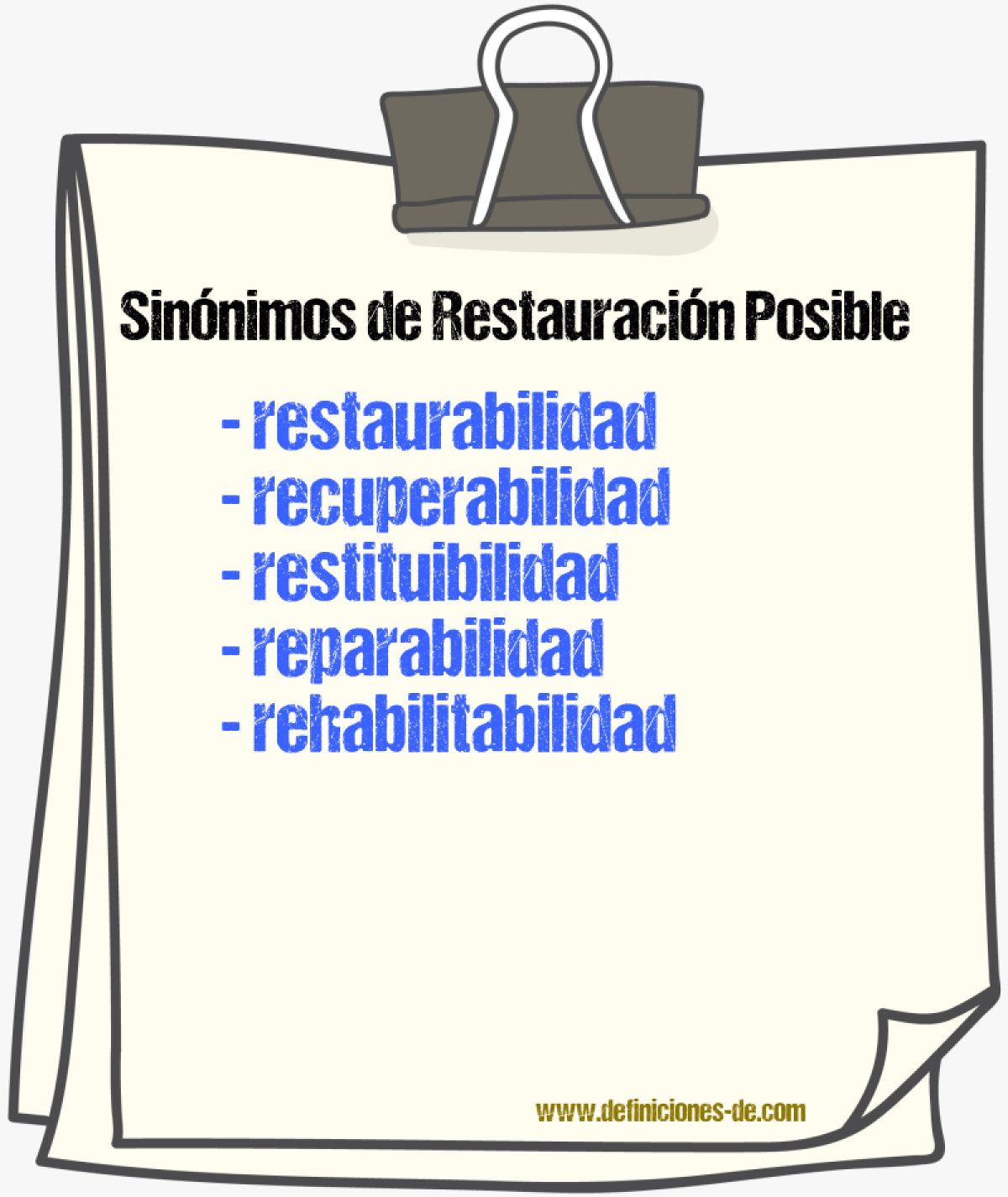 Sinónimos de restauración posible