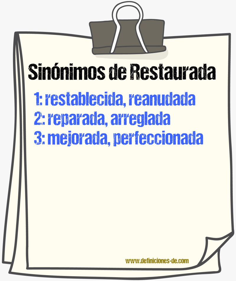 Sinónimos de restaurada