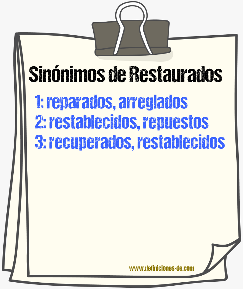 Sinónimos de restaurados