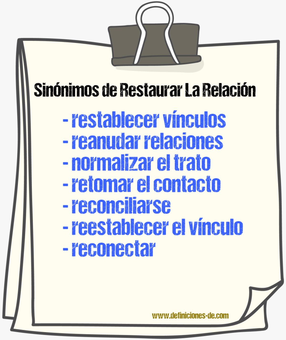 Sinónimos de restaurar la relación