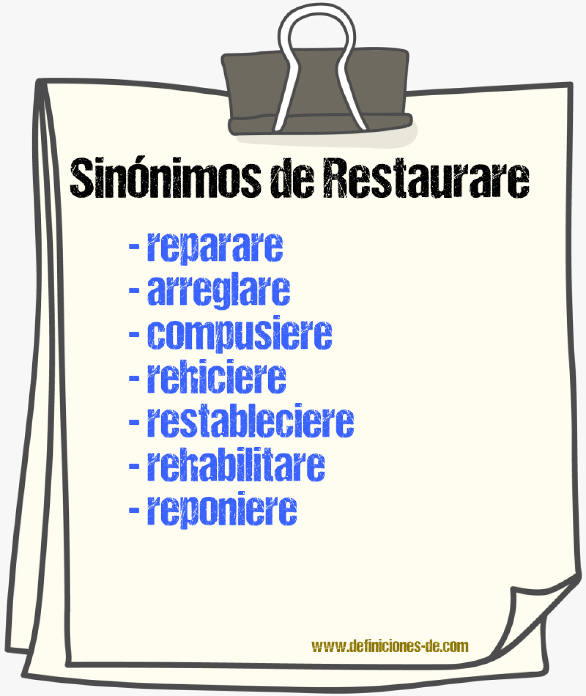 Sinónimos de restaurare