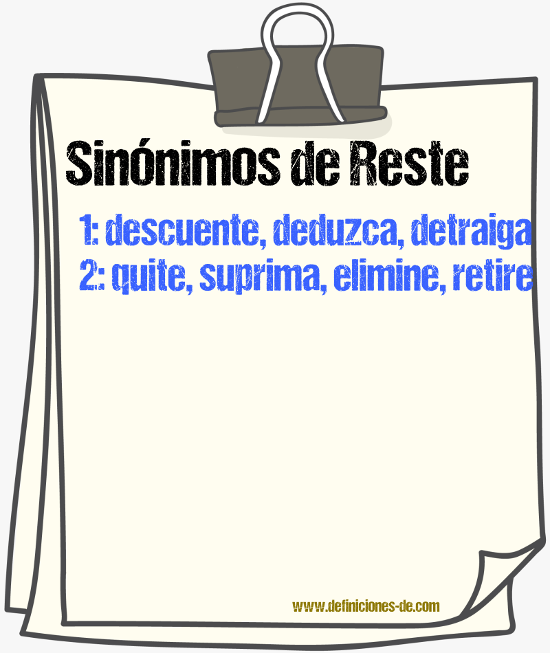 Sinónimos de reste