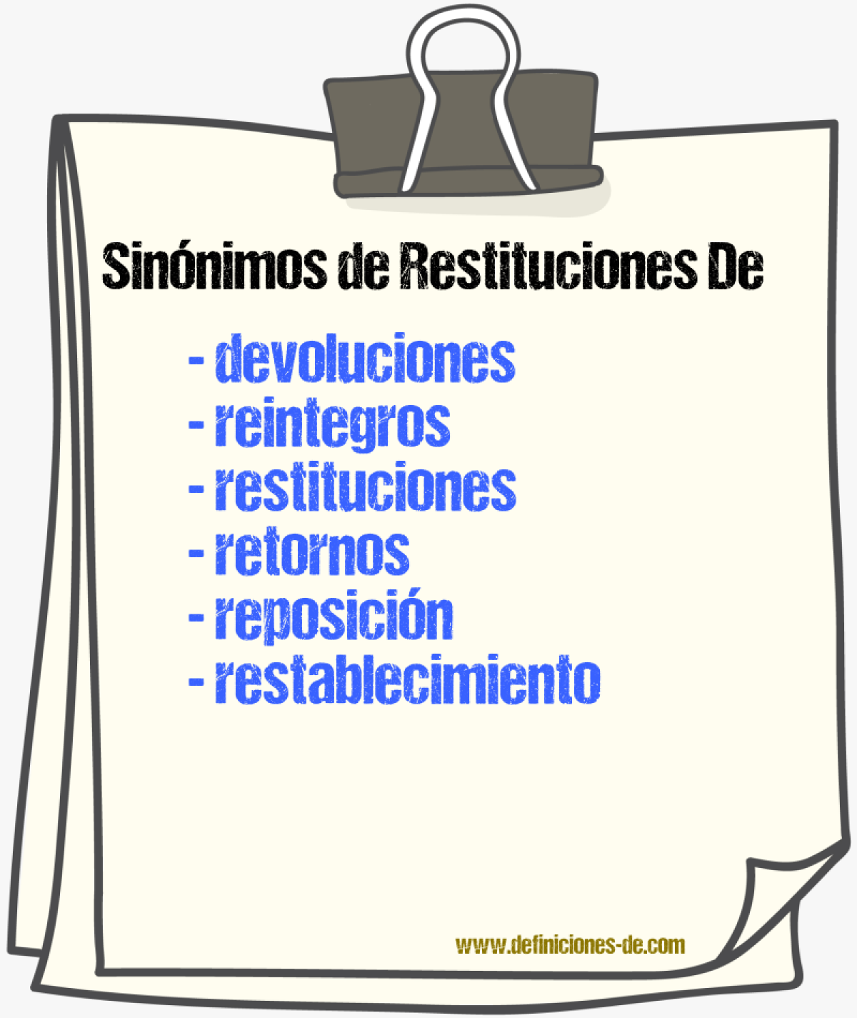 Sinónimos de restituciones de