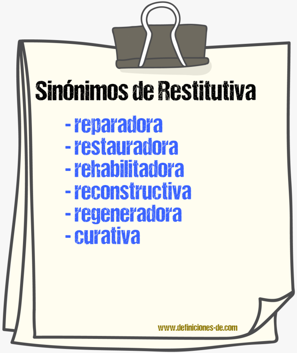 Sinónimos de restitutiva