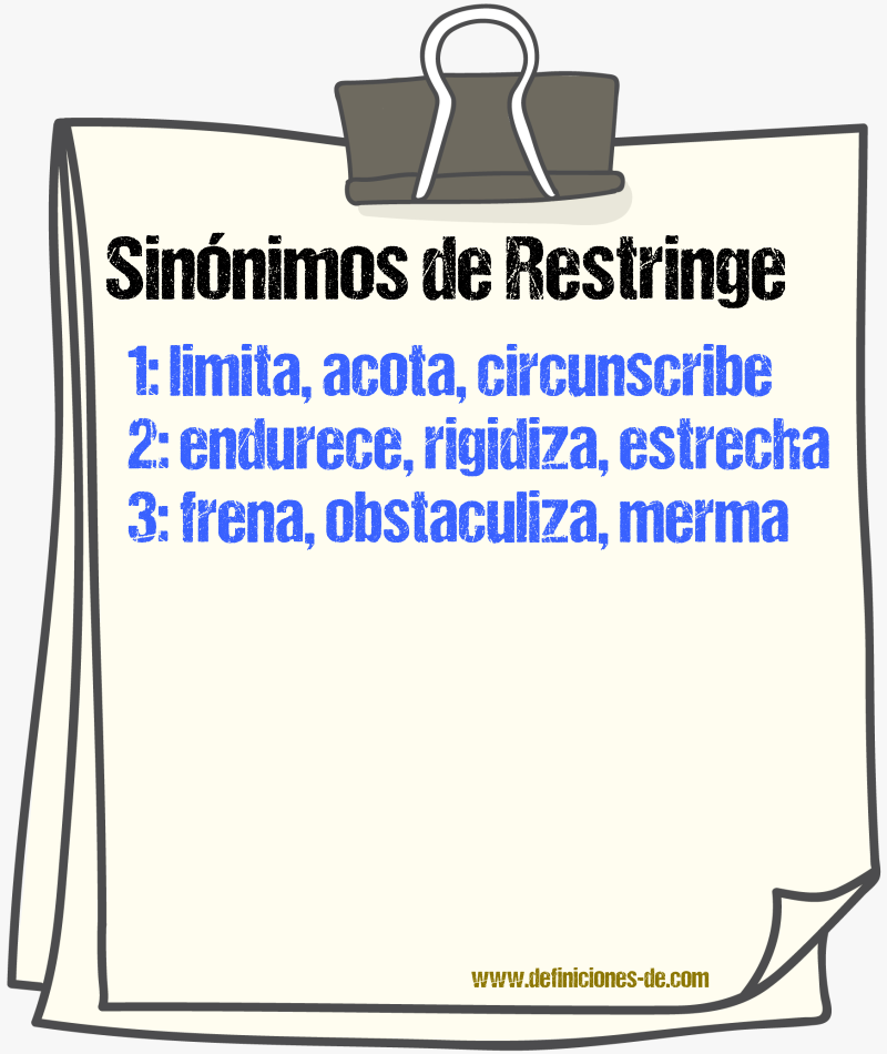 Sinónimos de restringe
