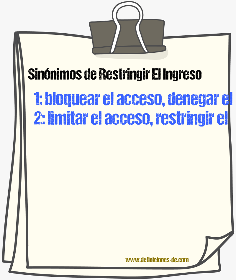 Sinónimos de restringir el ingreso
