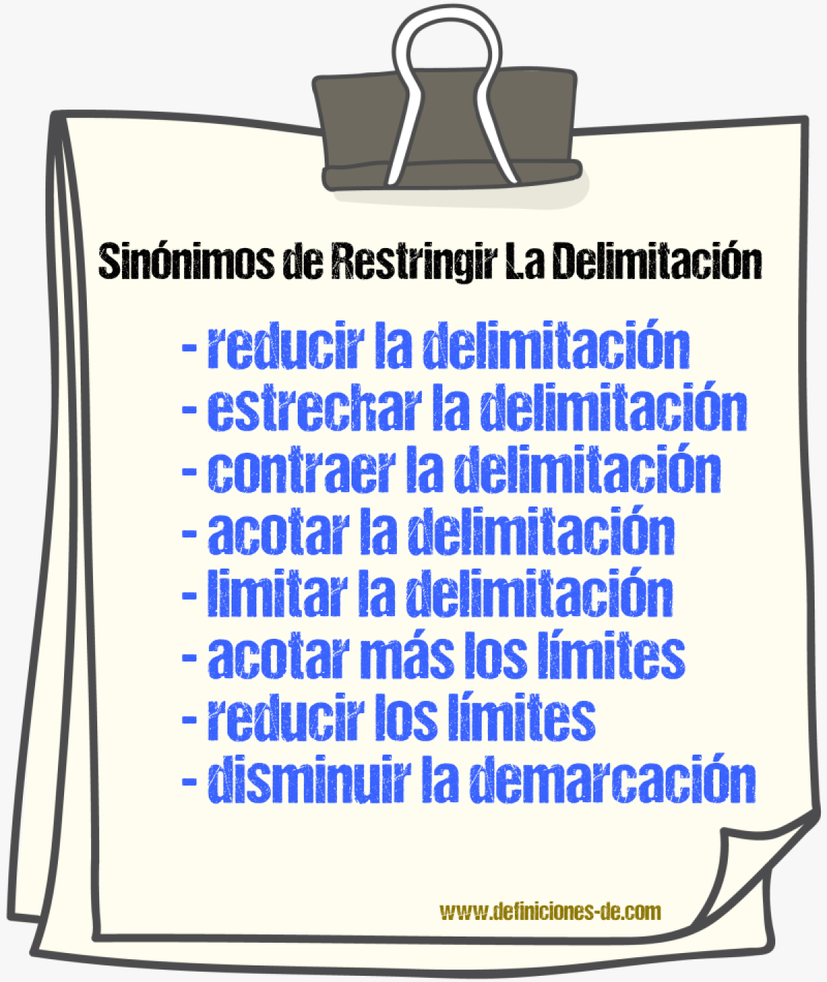 Sinónimos de restringir la delimitación