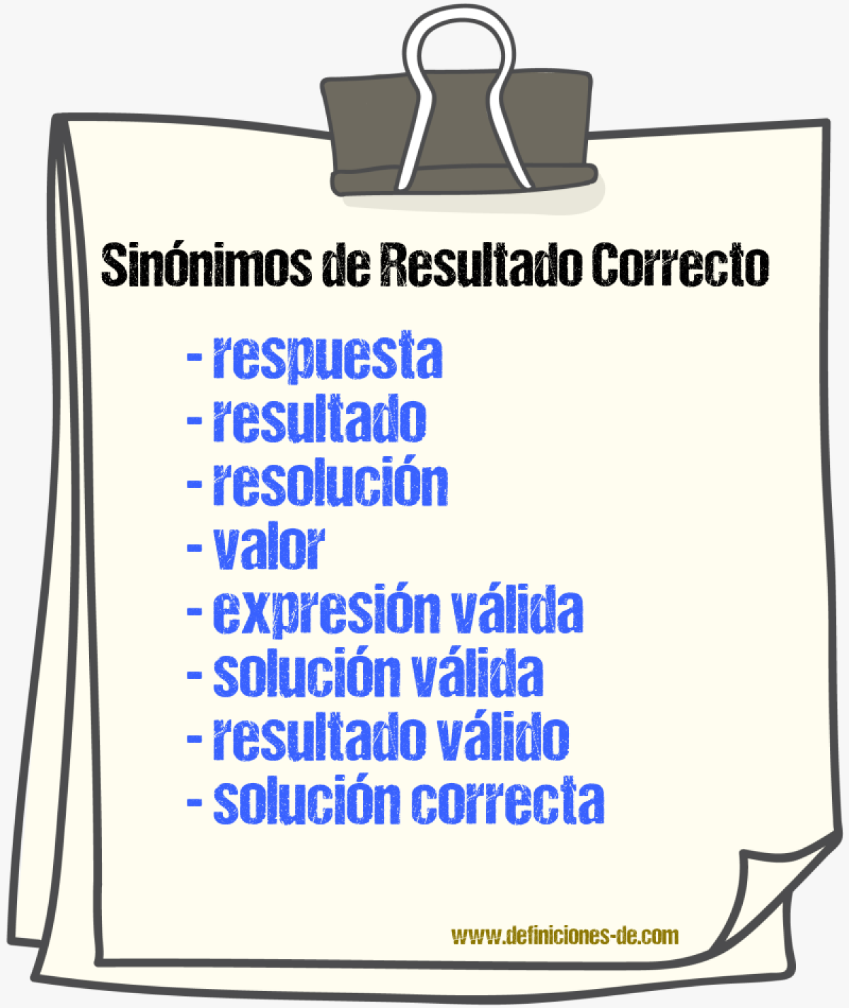 Sinónimos de resultado correcto