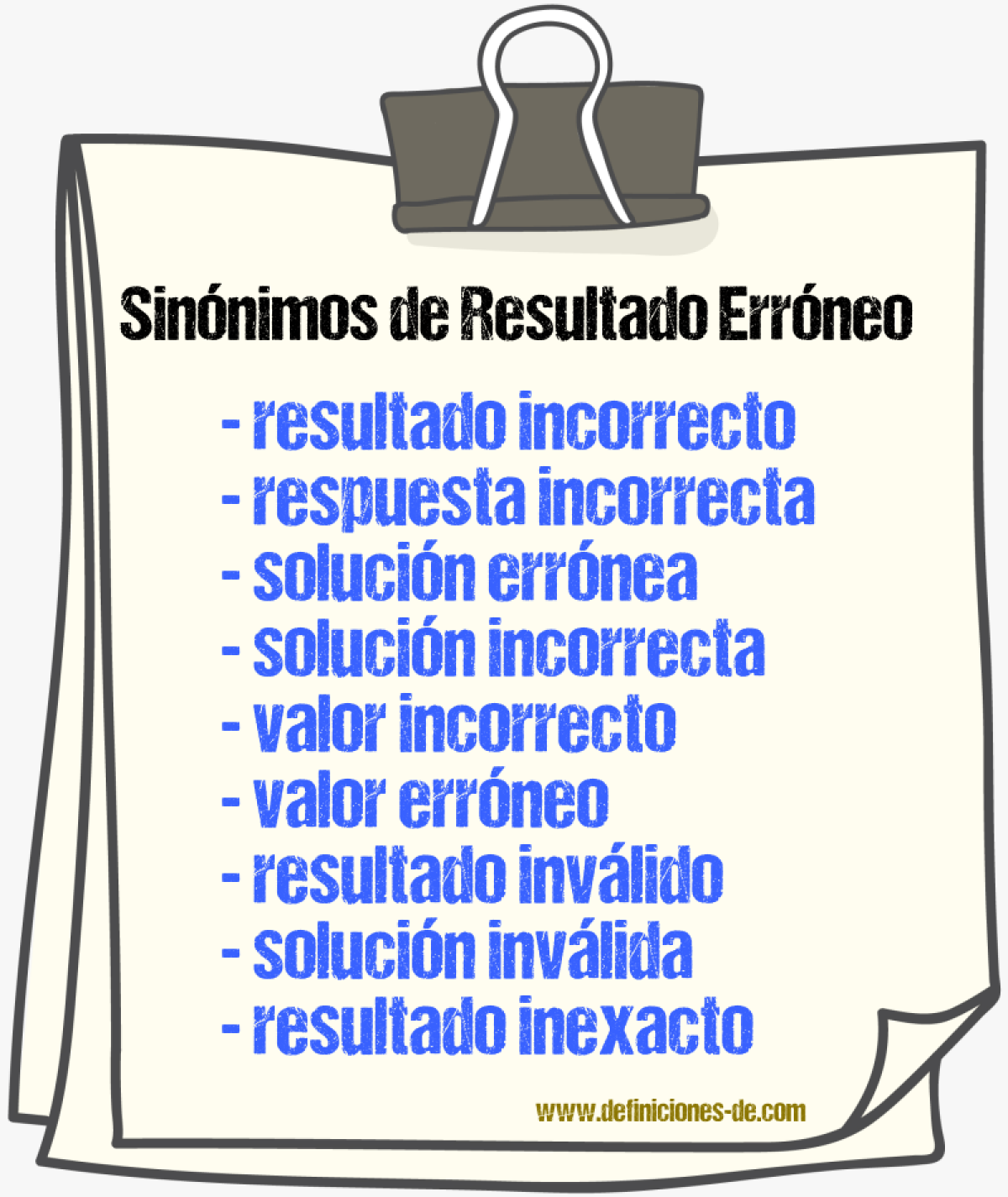 Sinónimos de resultado erróneo