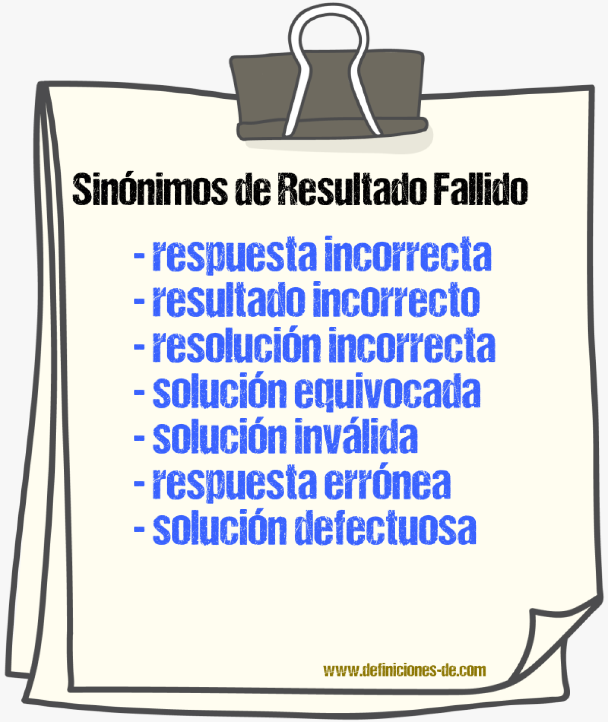 Sinónimos de resultado fallido