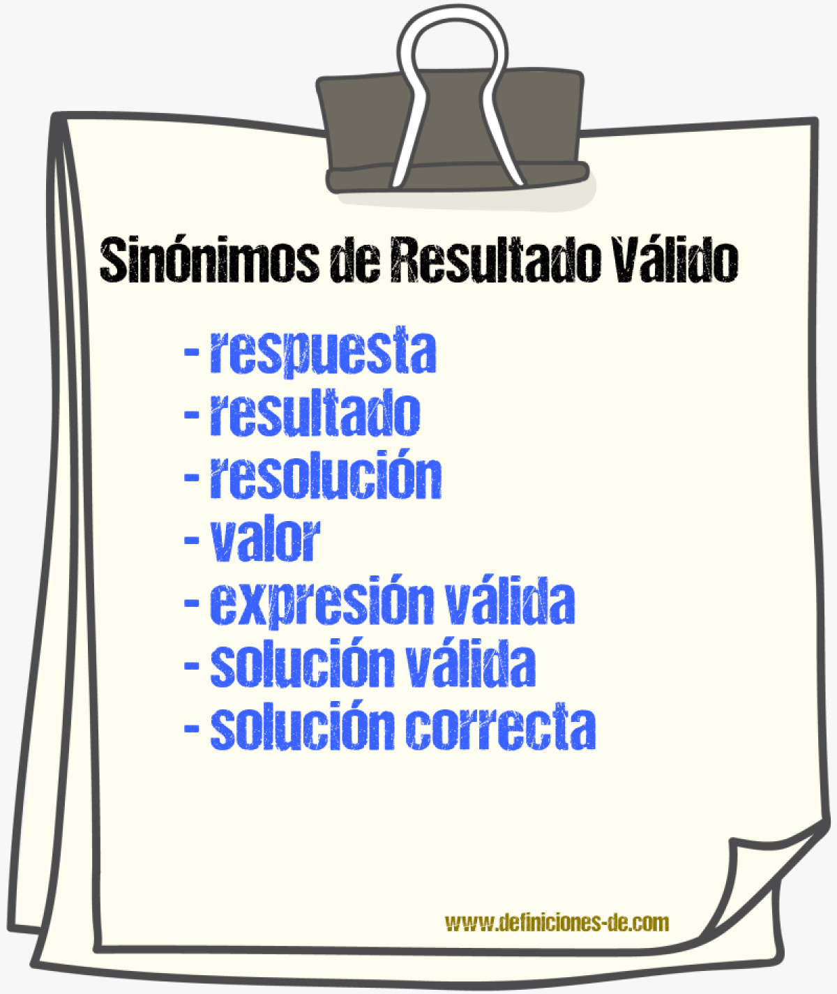 Sinónimos de resultado válido