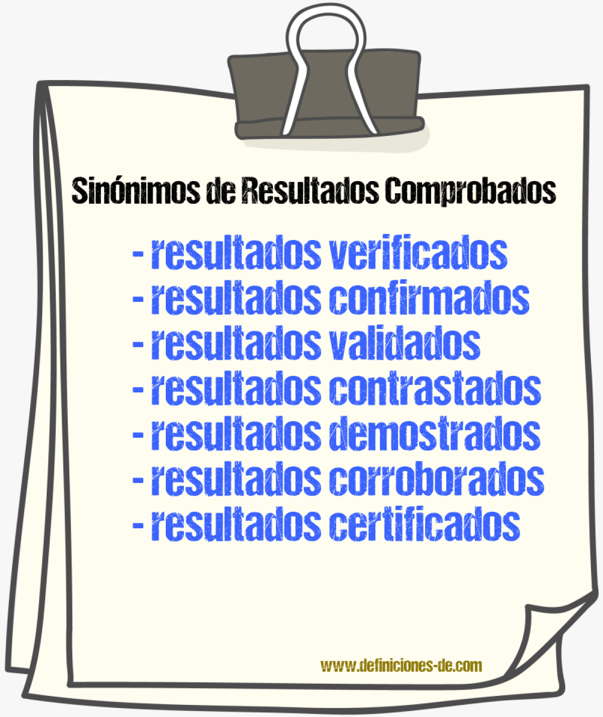 Sinónimos de resultados comprobados