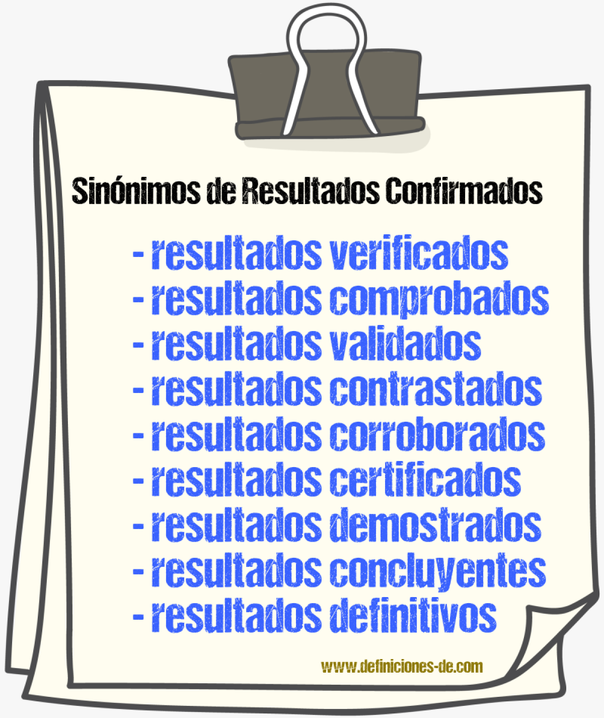 Sinónimos de resultados confirmados
