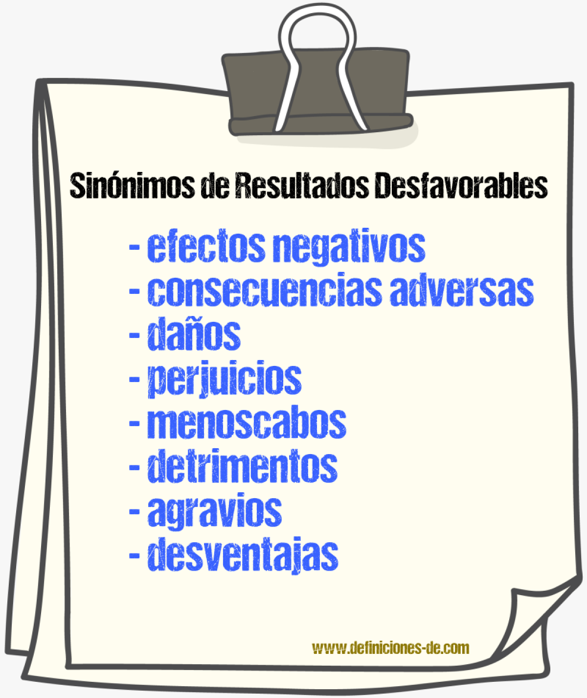 Sinónimos de resultados desfavorables