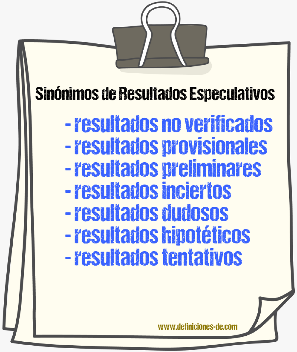 Sinónimos de resultados especulativos