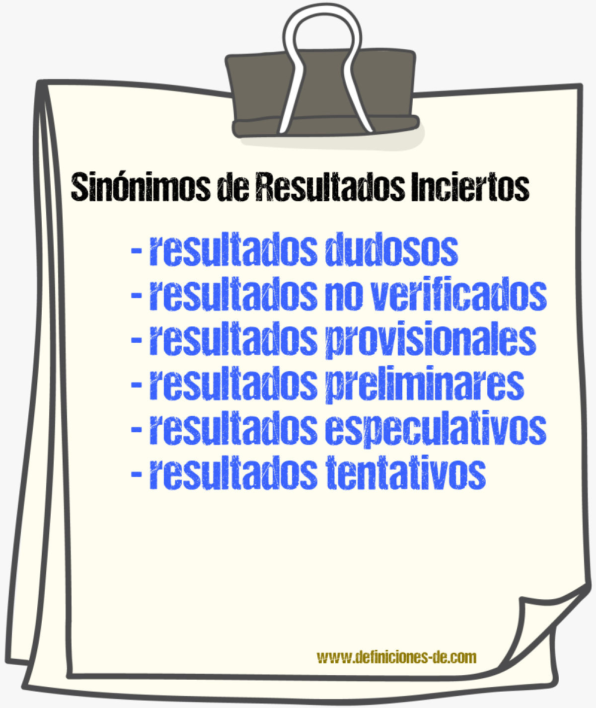 Sinónimos de resultados inciertos