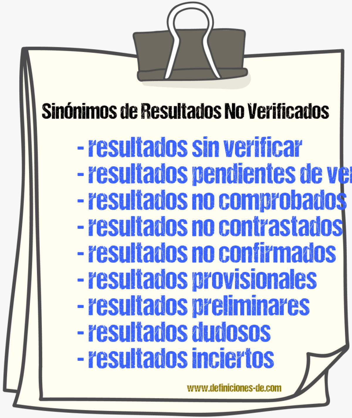 Sinónimos de resultados no verificados