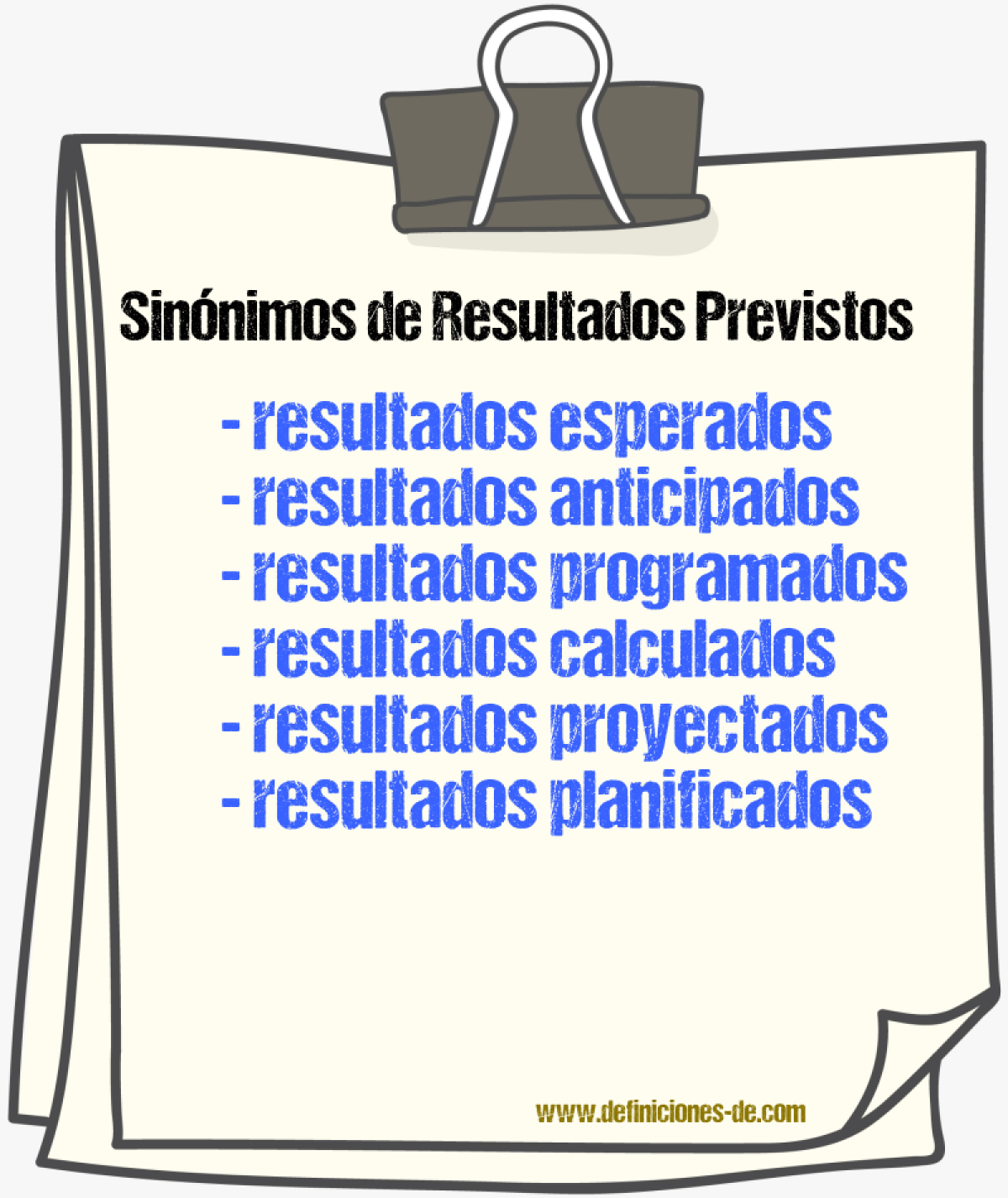 Sinónimos de resultados previstos