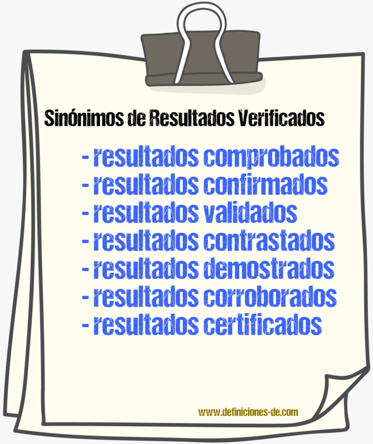 Sinónimos de resultados verificados