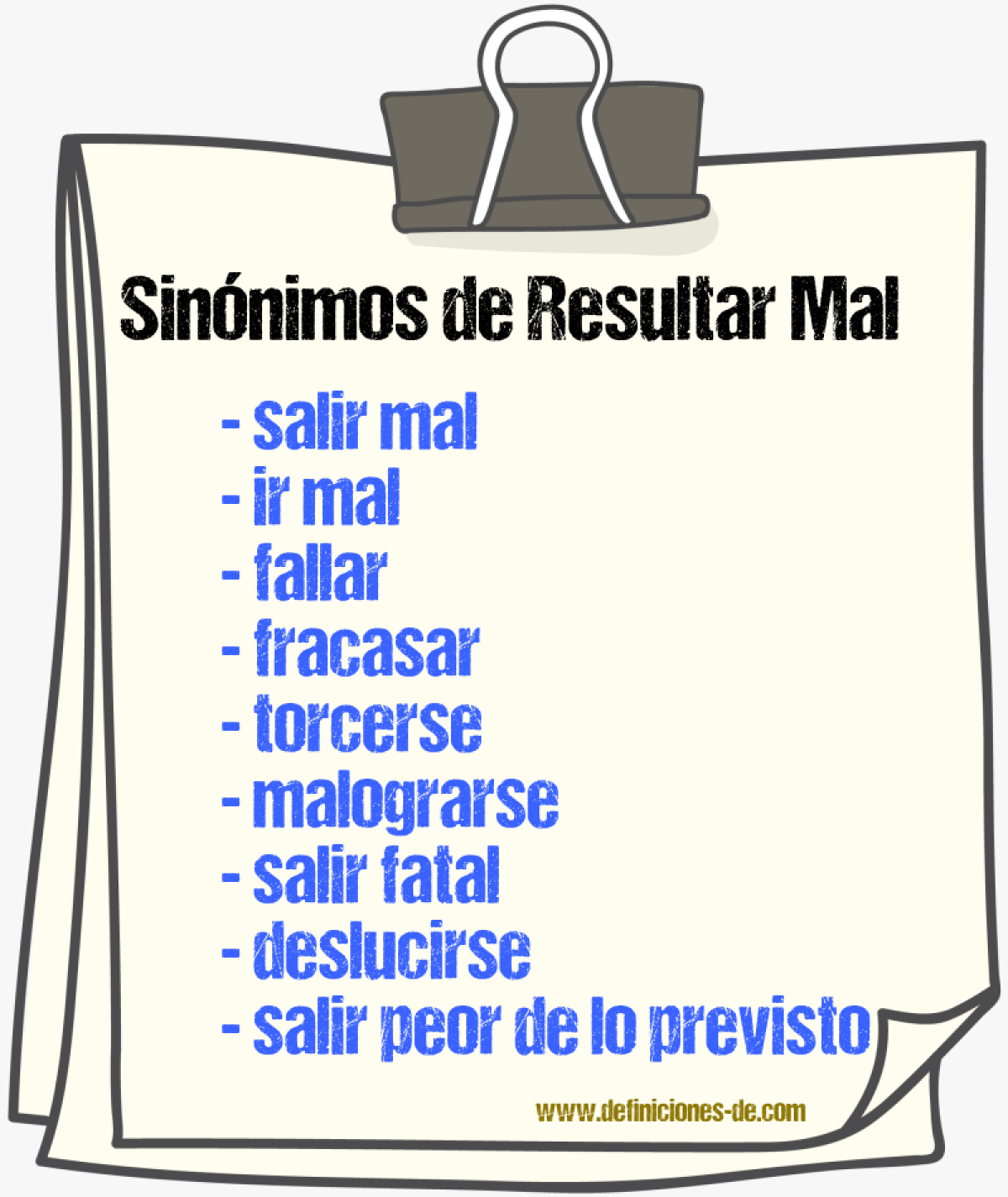 Sinónimos de resultar mal