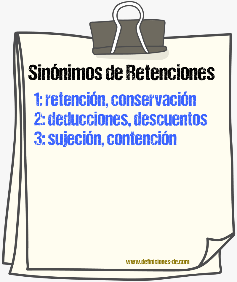 Sinónimos de retenciones