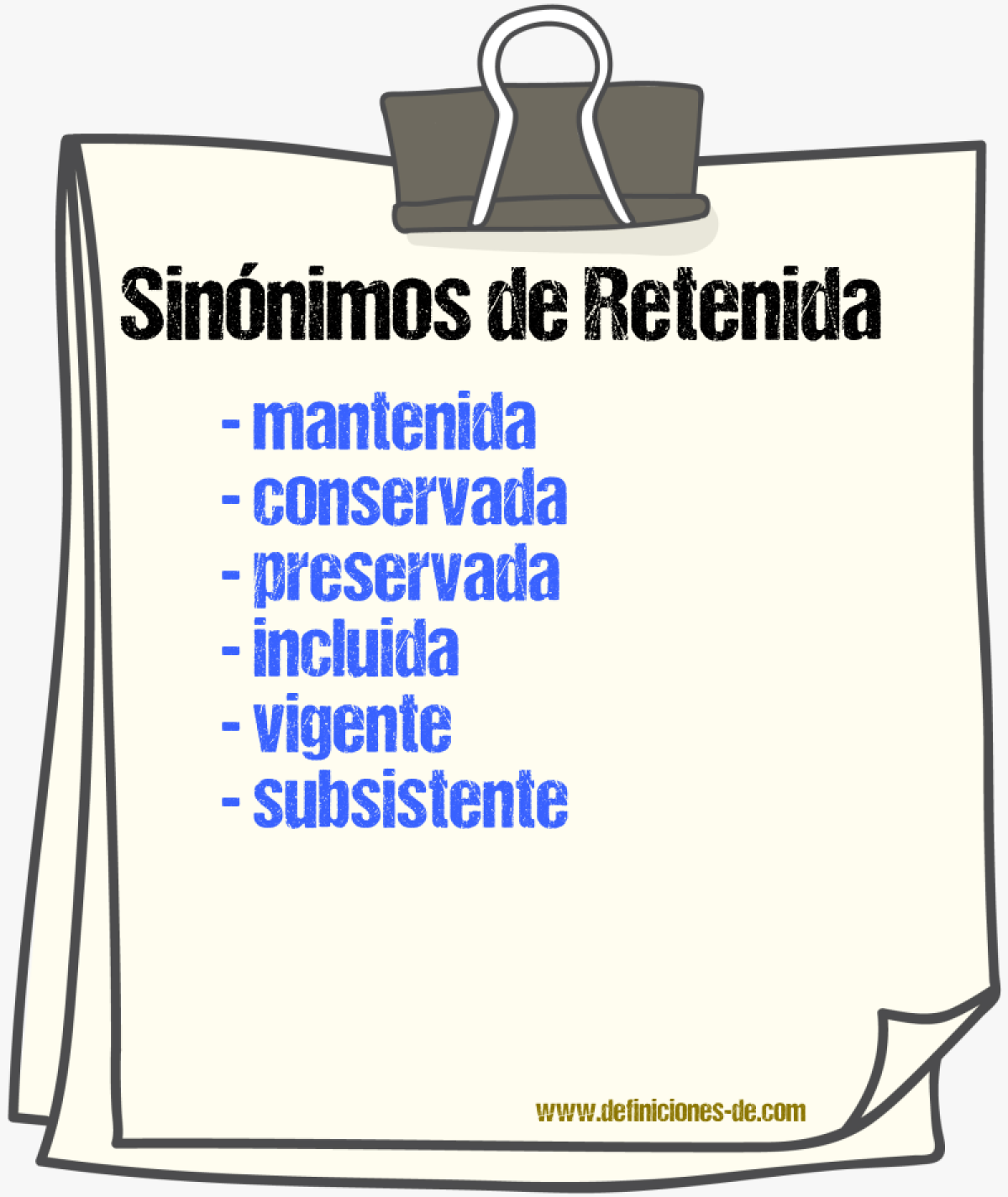 Sinónimos de retenida