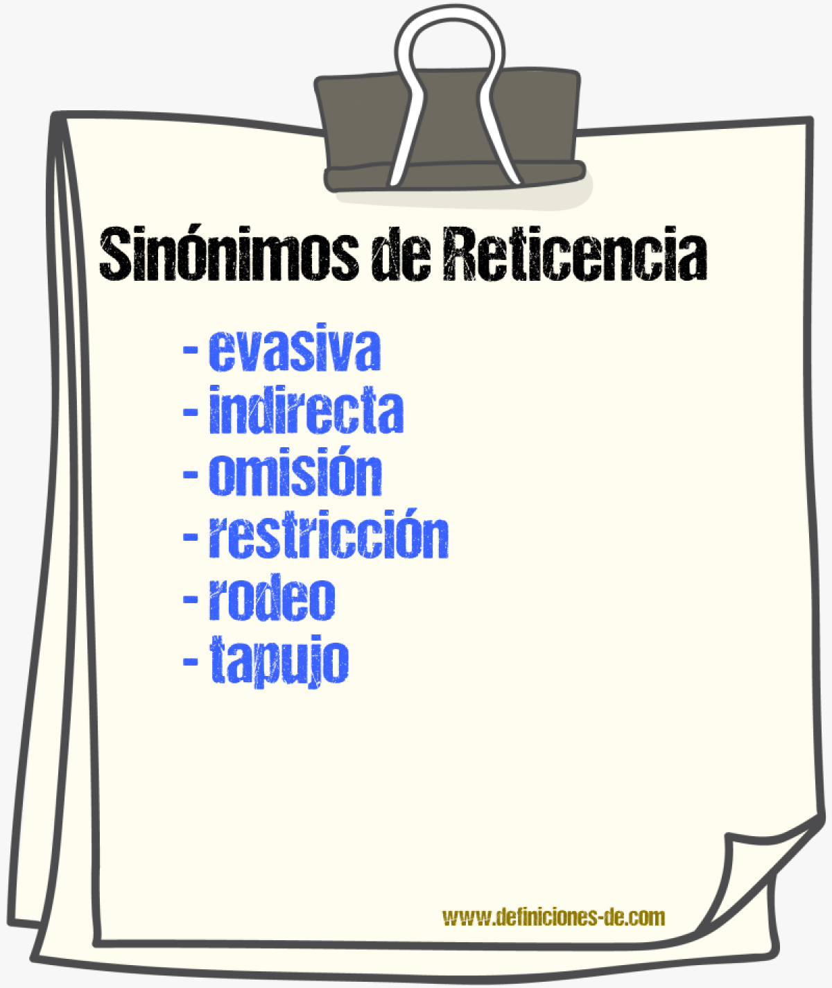 Sinnimos de reticencia