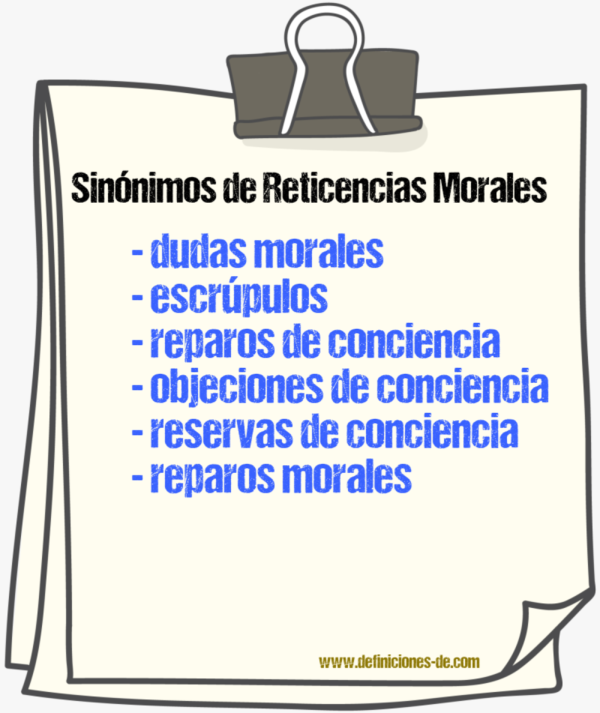 Sinónimos de reticencias morales