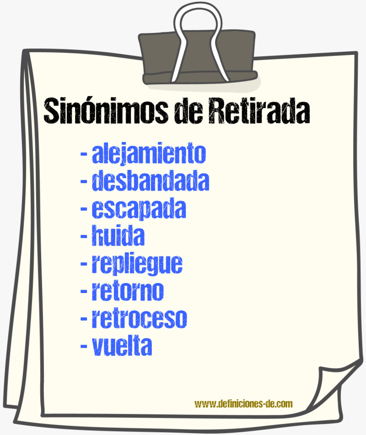 Sinnimos de retirada