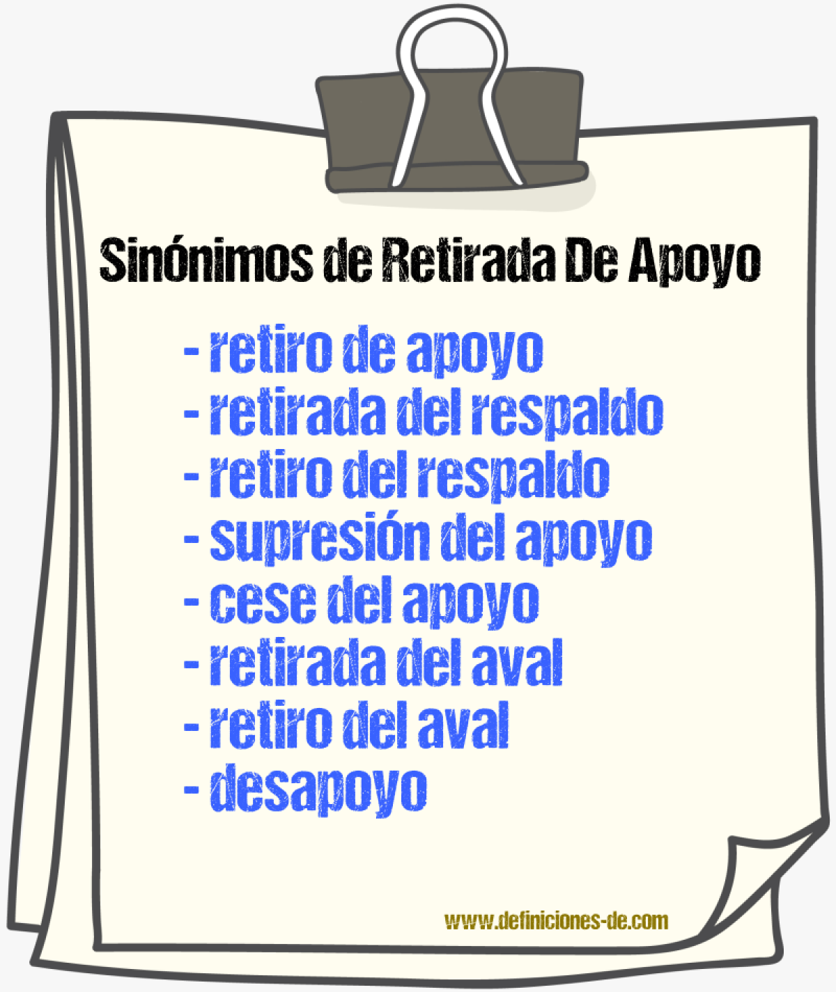 Sinónimos de retirada de apoyo