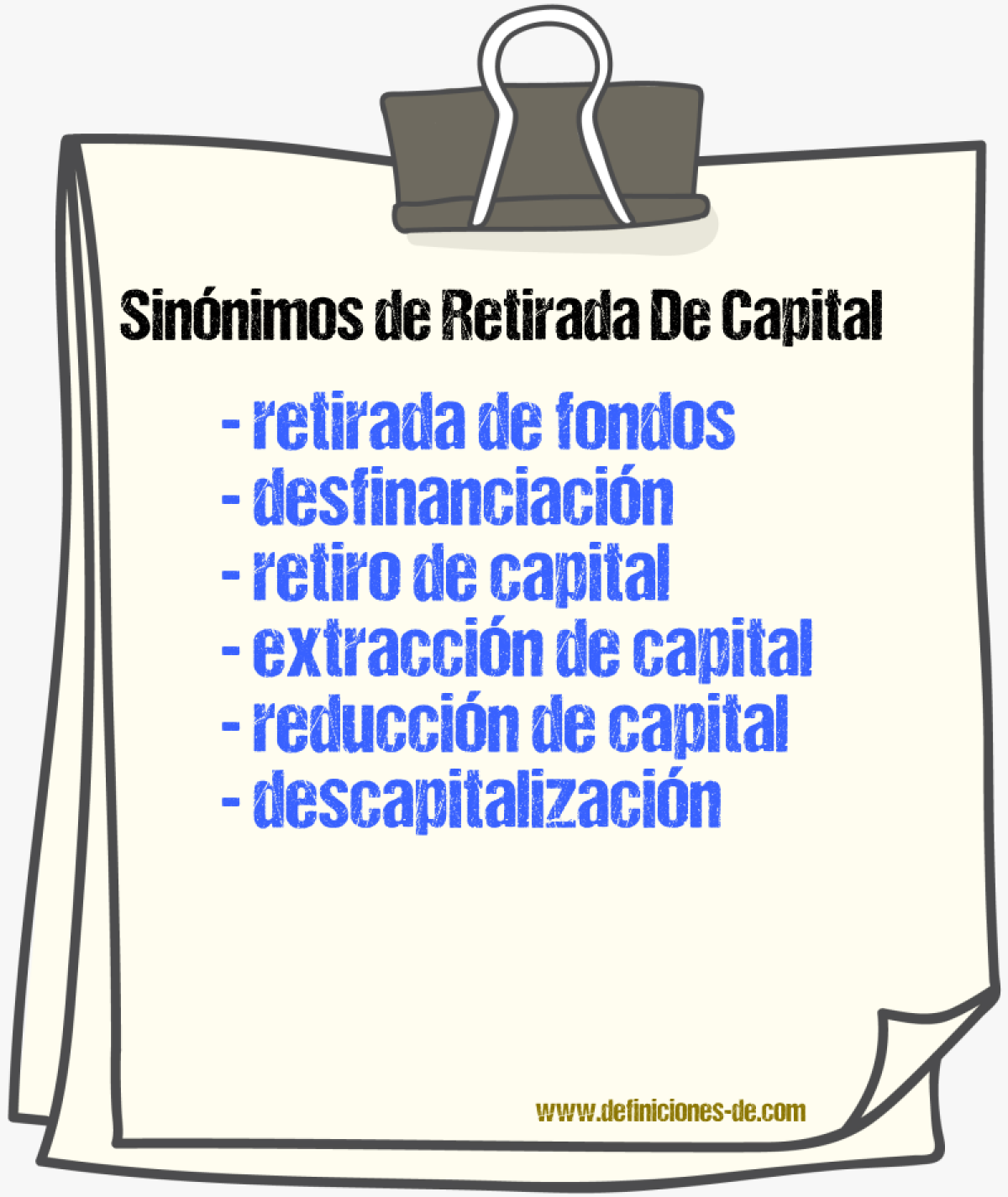 Sinónimos de retirada de capital
