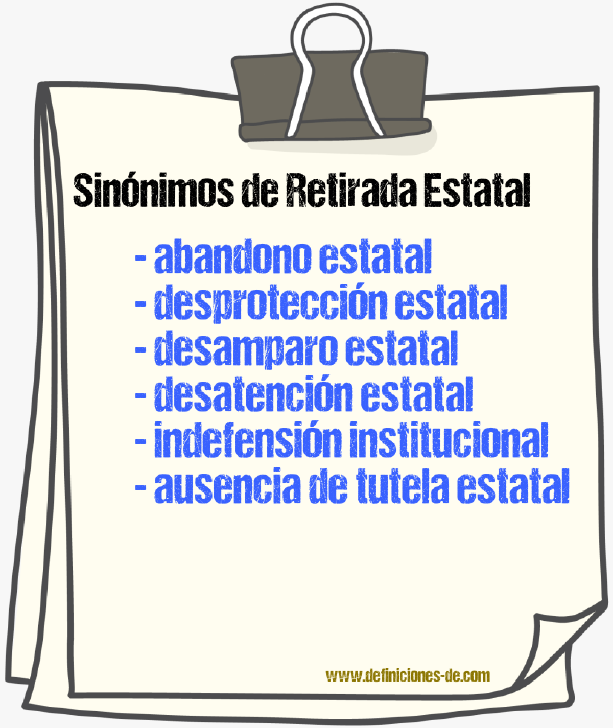 Sinónimos de retirada estatal