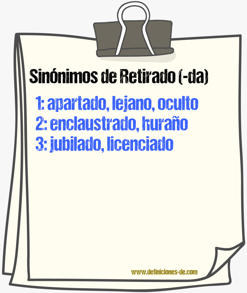 Sinnimos de retirado