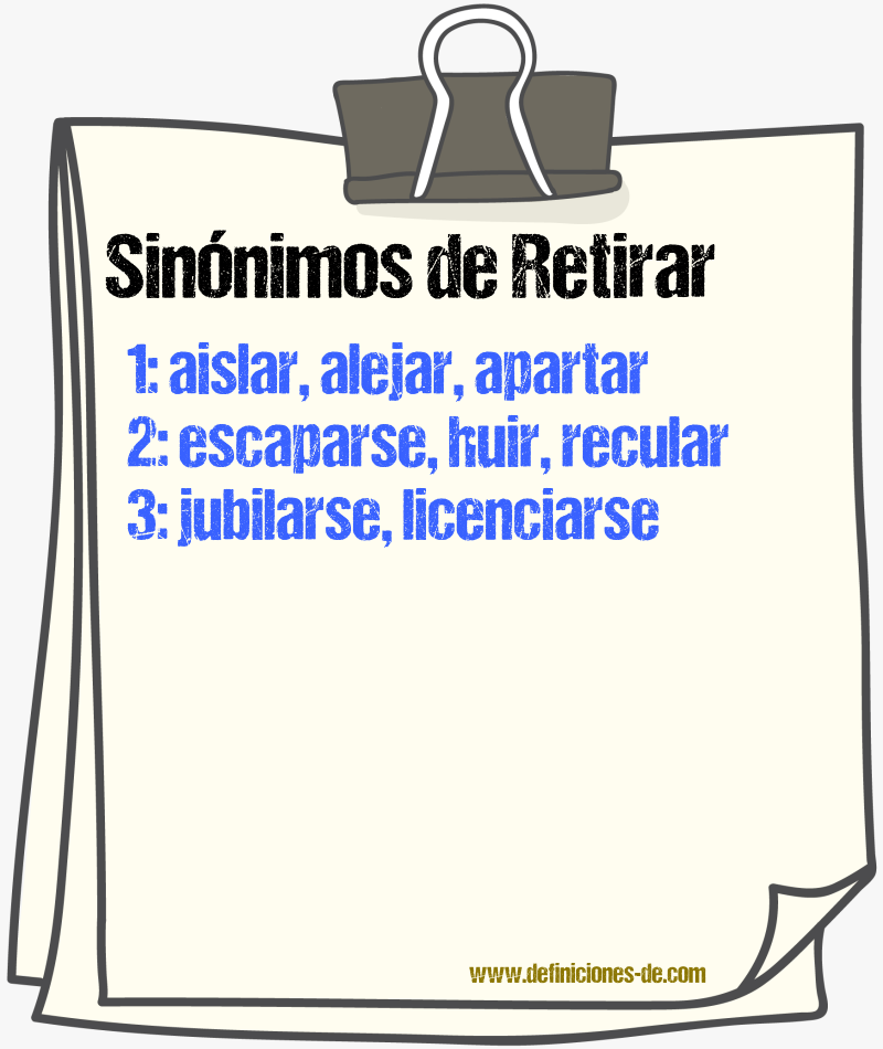 Sinnimos de retirar