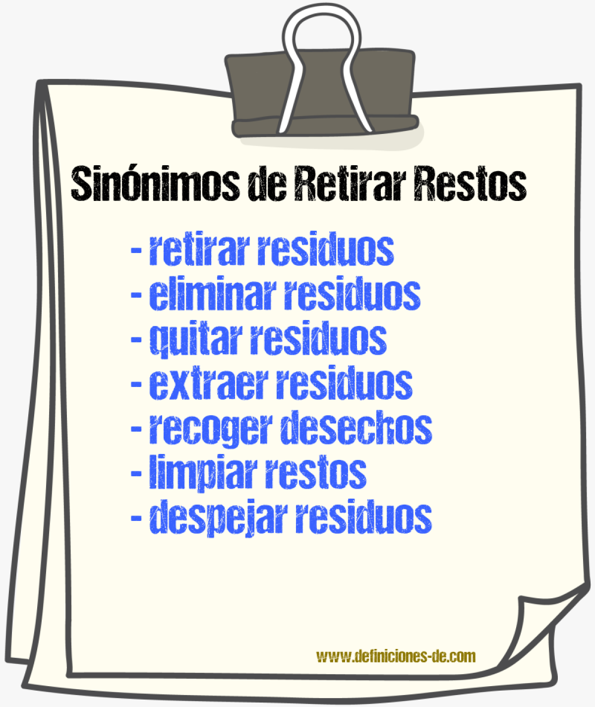 Sinónimos de retirar restos