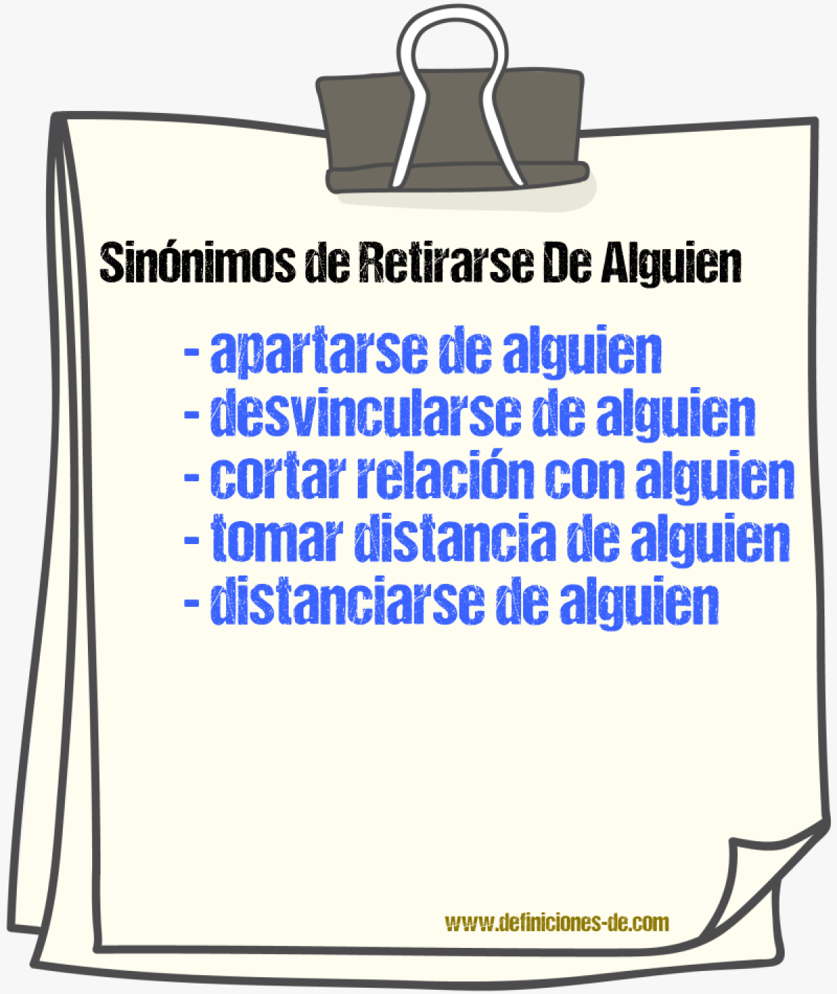 Sinónimos de retirarse de alguien