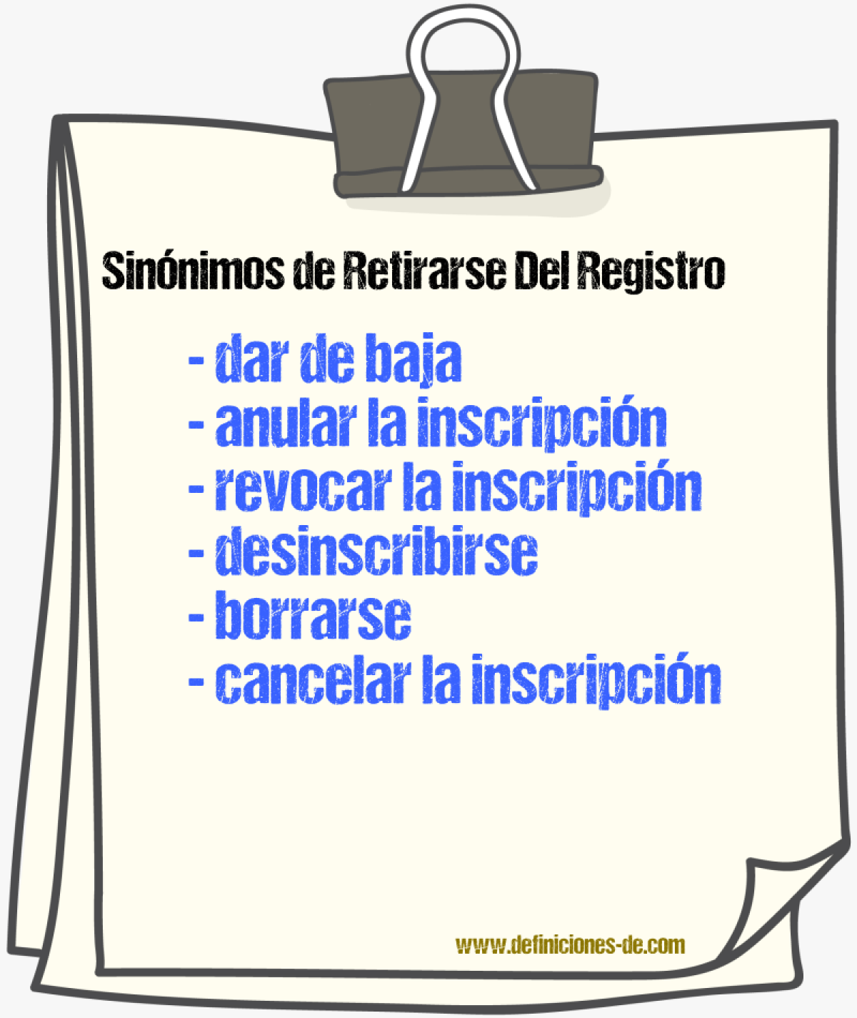Sinónimos de retirarse del registro