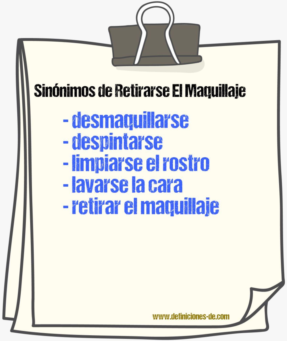 Sinónimos de retirarse el maquillaje