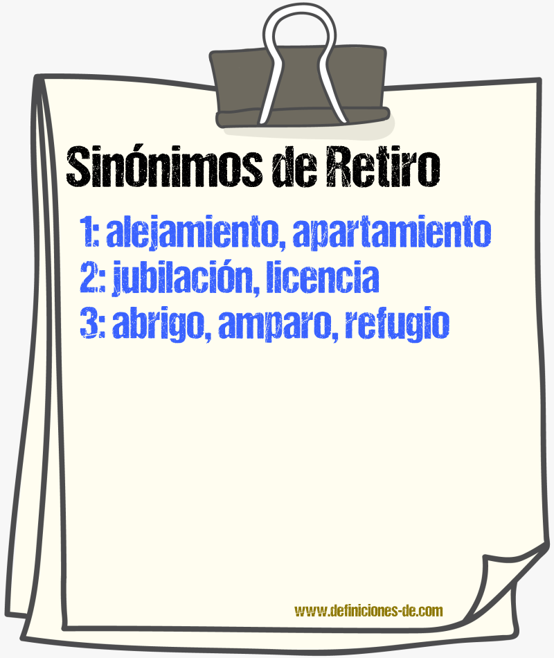 Sinnimos de retiro