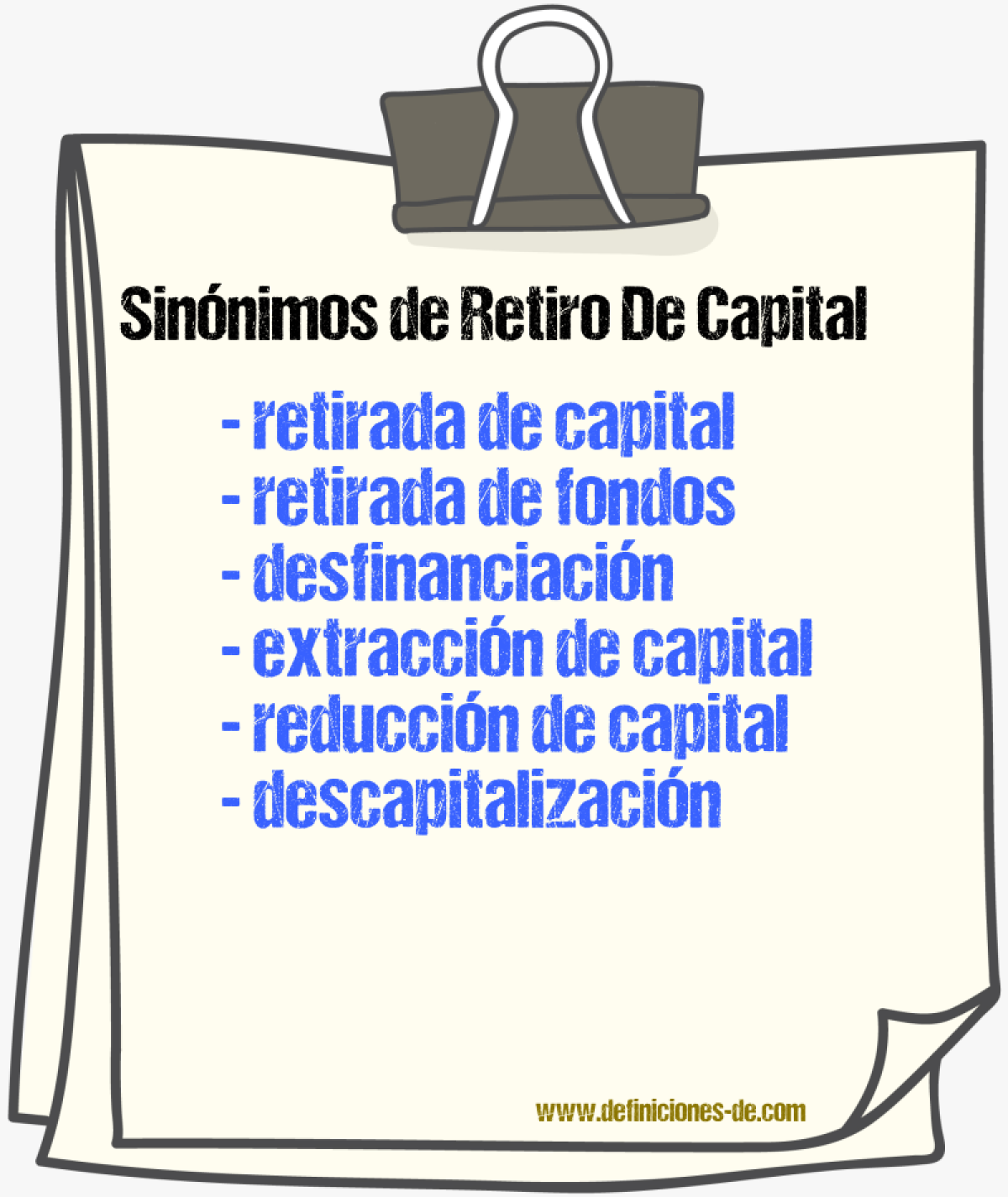 Sinónimos de retiro de capital