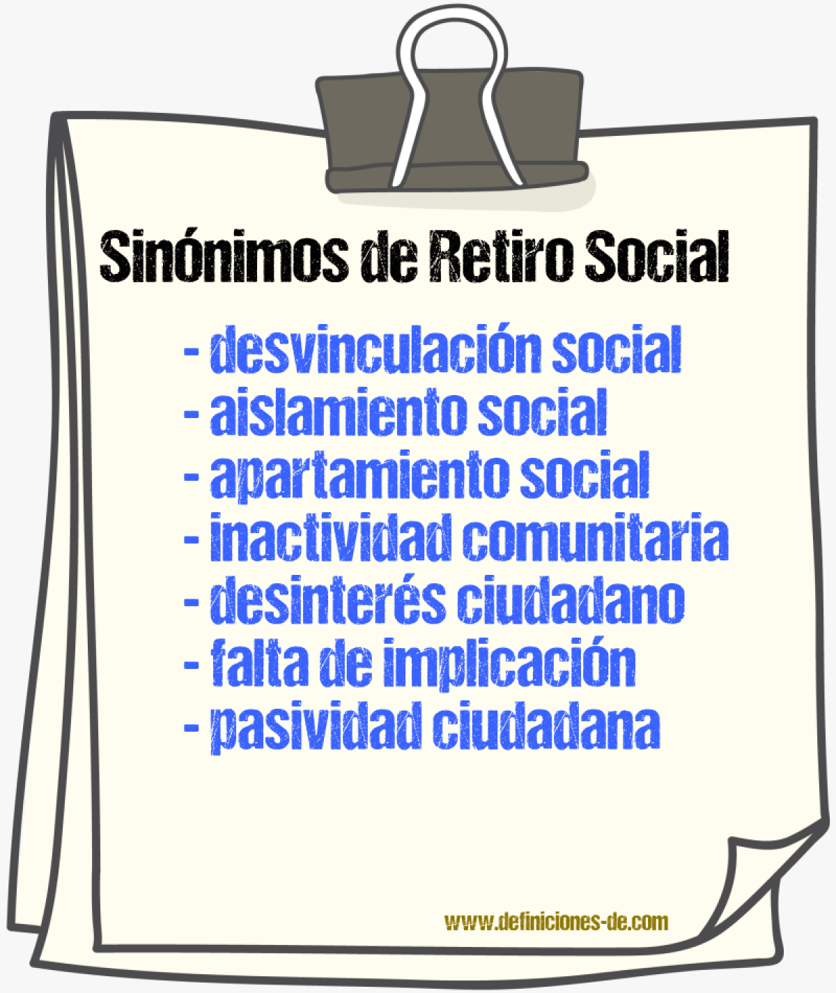 Sinónimos de retiro social