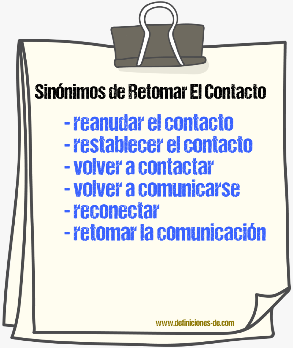 Sinónimos de retomar el contacto