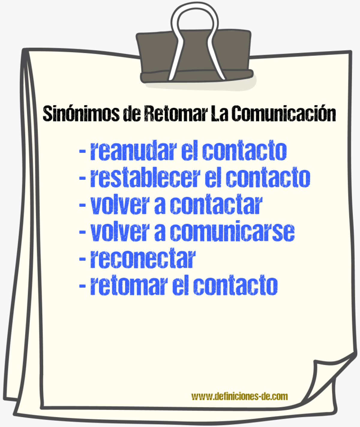 Sinónimos de retomar la comunicación