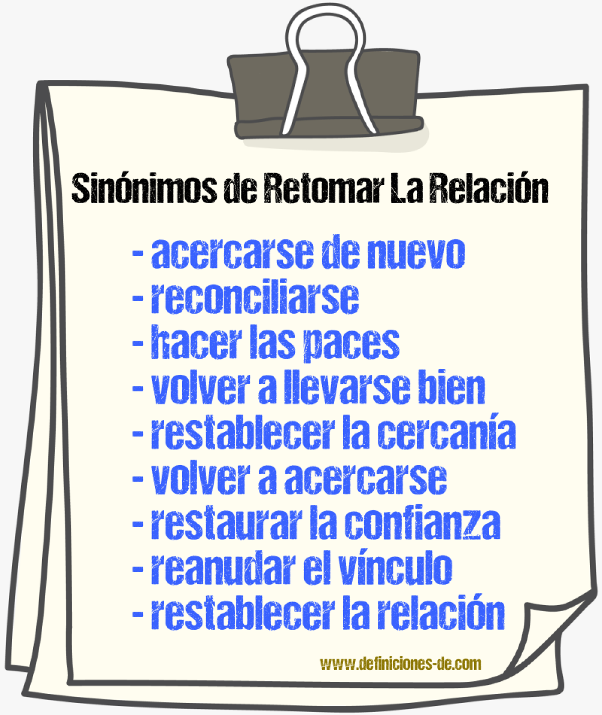 Sinónimos de retomar la relación