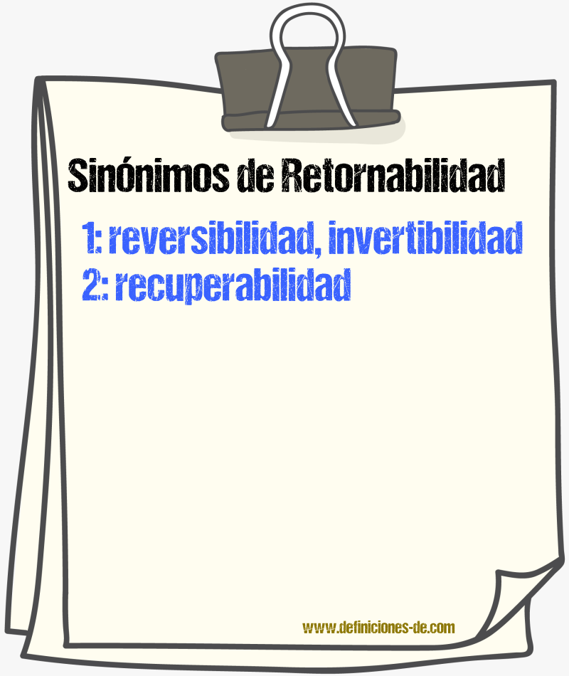 Sinónimos de retornabilidad