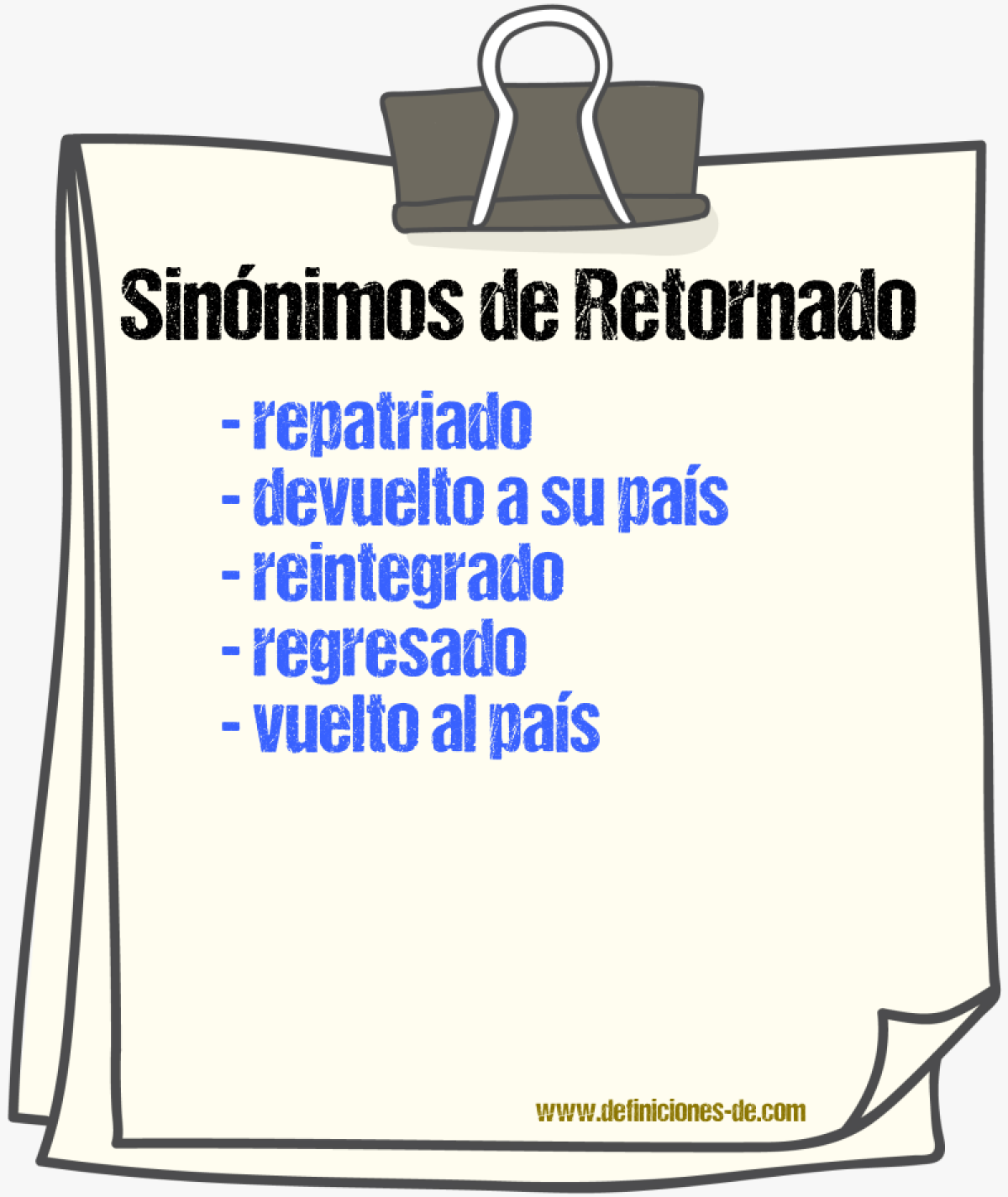 Sinónimos de retornado