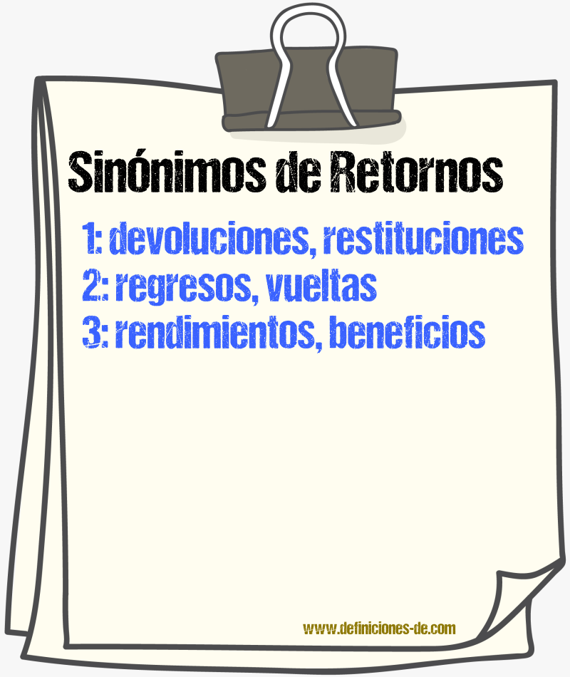 Sinónimos de retornos