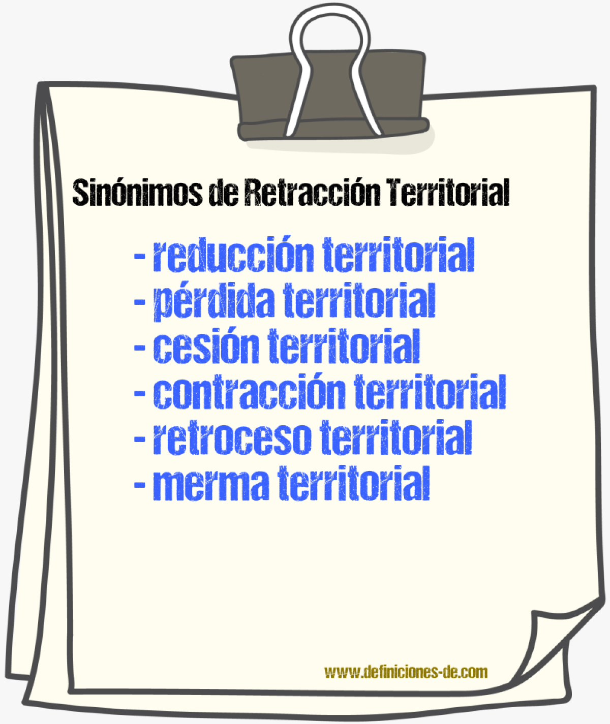 Sinónimos de retracción territorial