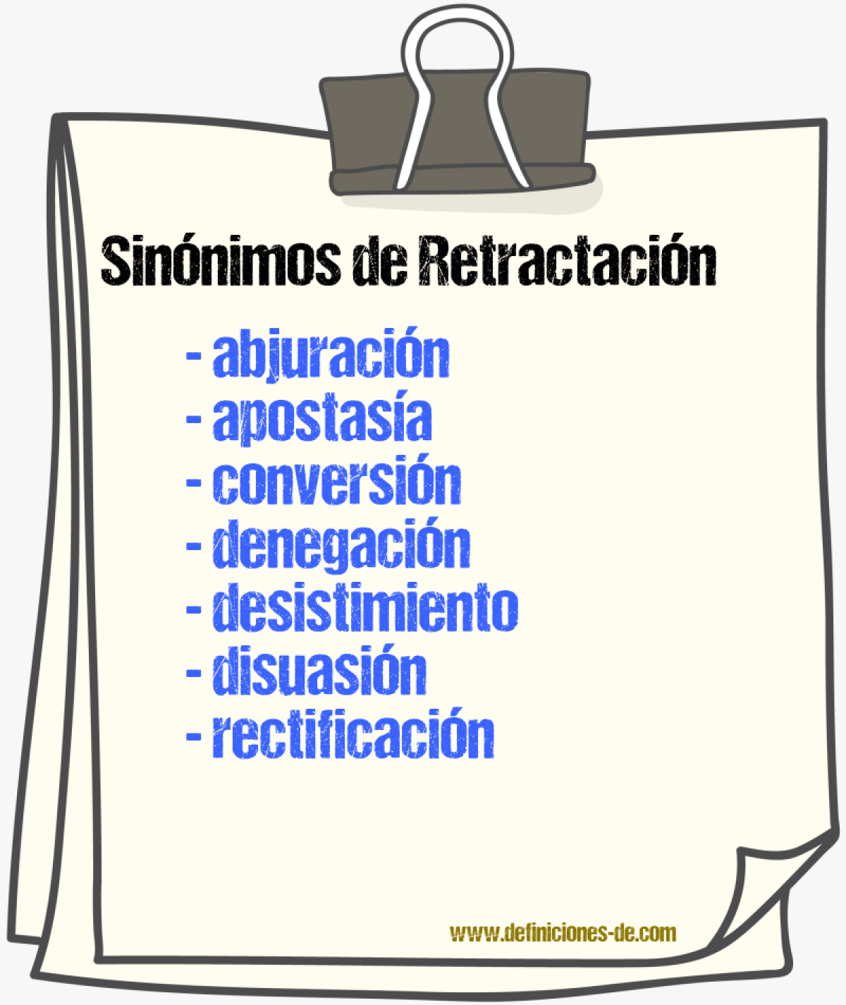 Sinnimos de retractacin