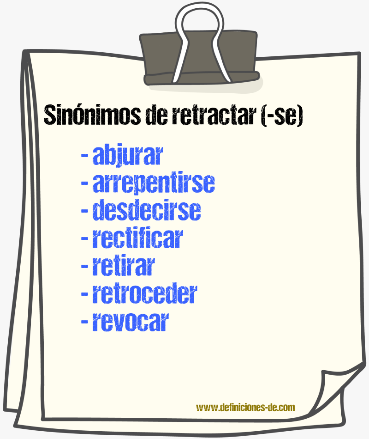 Sinnimos de retractar